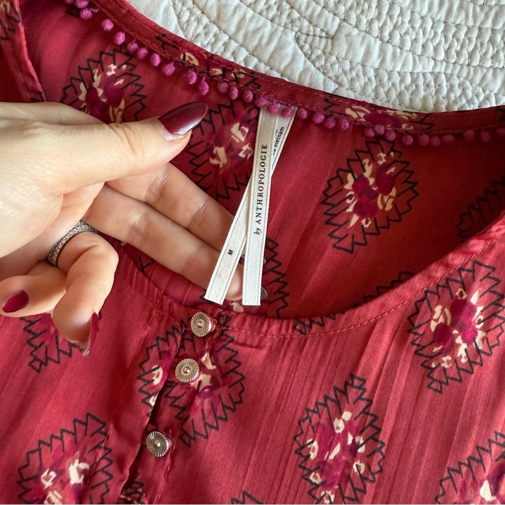 Anthropologie - Drapey Henley Pullover - Pink Combo - Picture 6 of 12